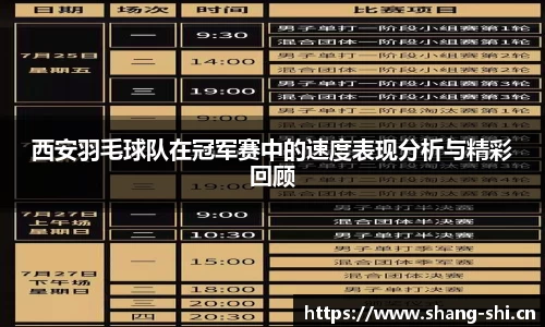西安羽毛球队在冠军赛中的速度表现分析与精彩回顾